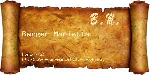 Barger Marietta névjegykártya